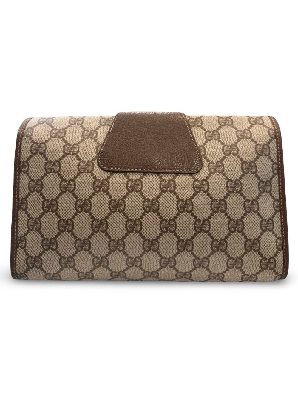 Vintage Gucci GG Supreme Monogram Web Clutch Bag Brown Canvas Leather Crossbody - Picture 3 of 14